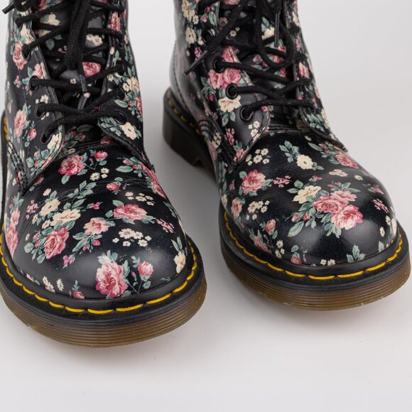 DR MARTENS 1460 Pascal English Vintage Rose Floral Combat Boots 9 - Picture 5 of 13